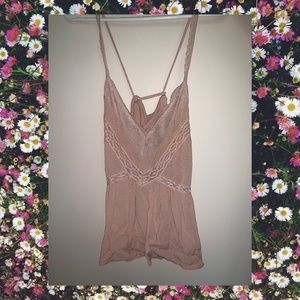 American Eagle Pink Lace Tank Top